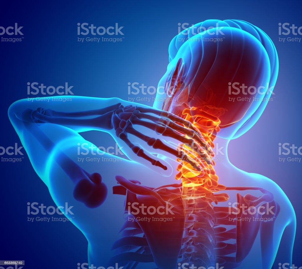 3d Illustration of men Feeling the Neck Pain